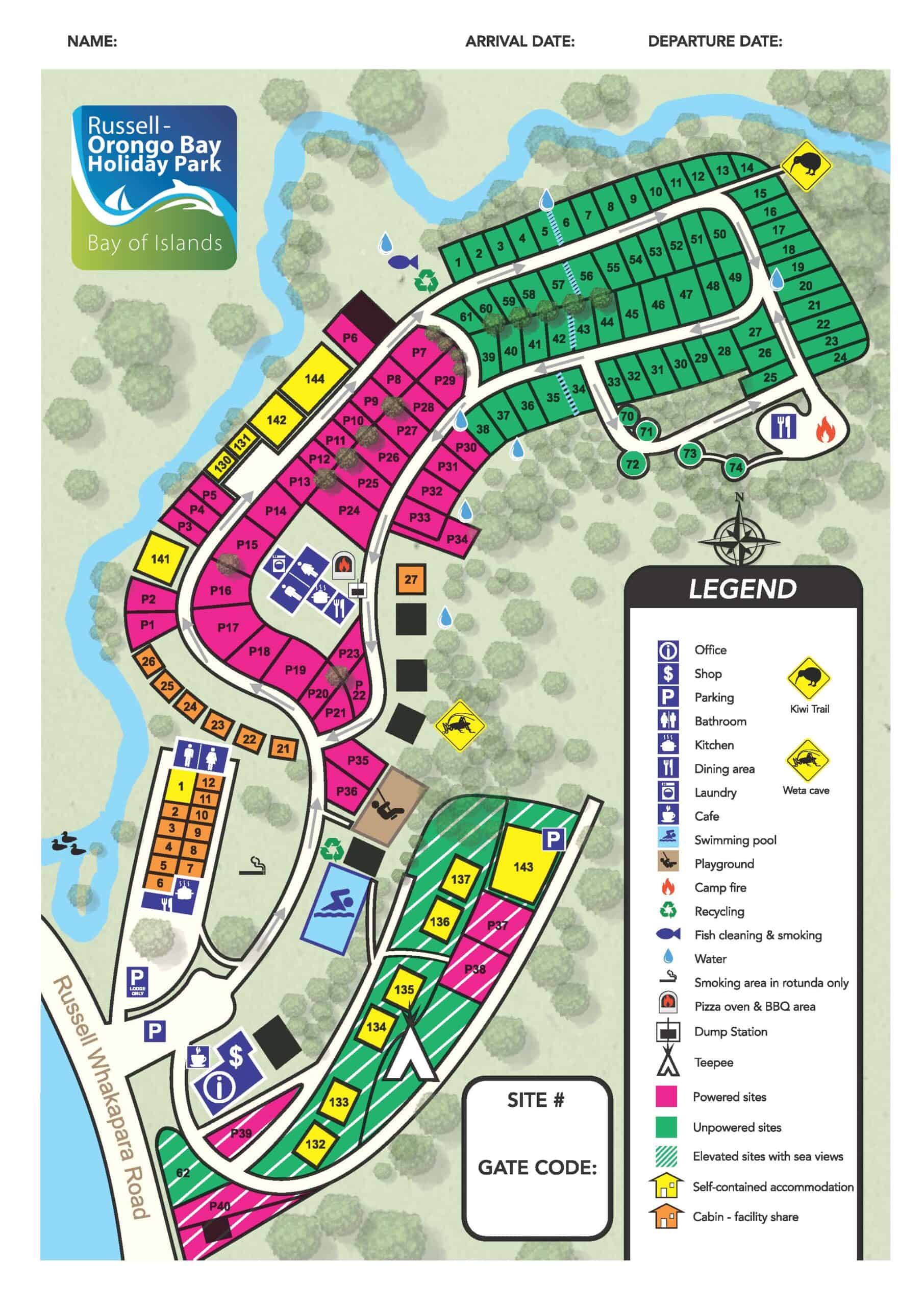 Park Map - Russell Orongo Bay Holiday Park